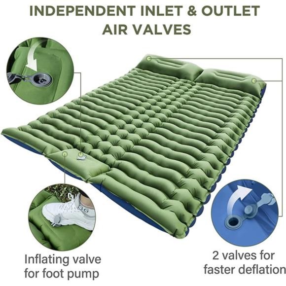 Double Camping Sleeping Pad,Inflatable Camping Pad Foot Press Ultralight 2Person - Picture 5 of 7